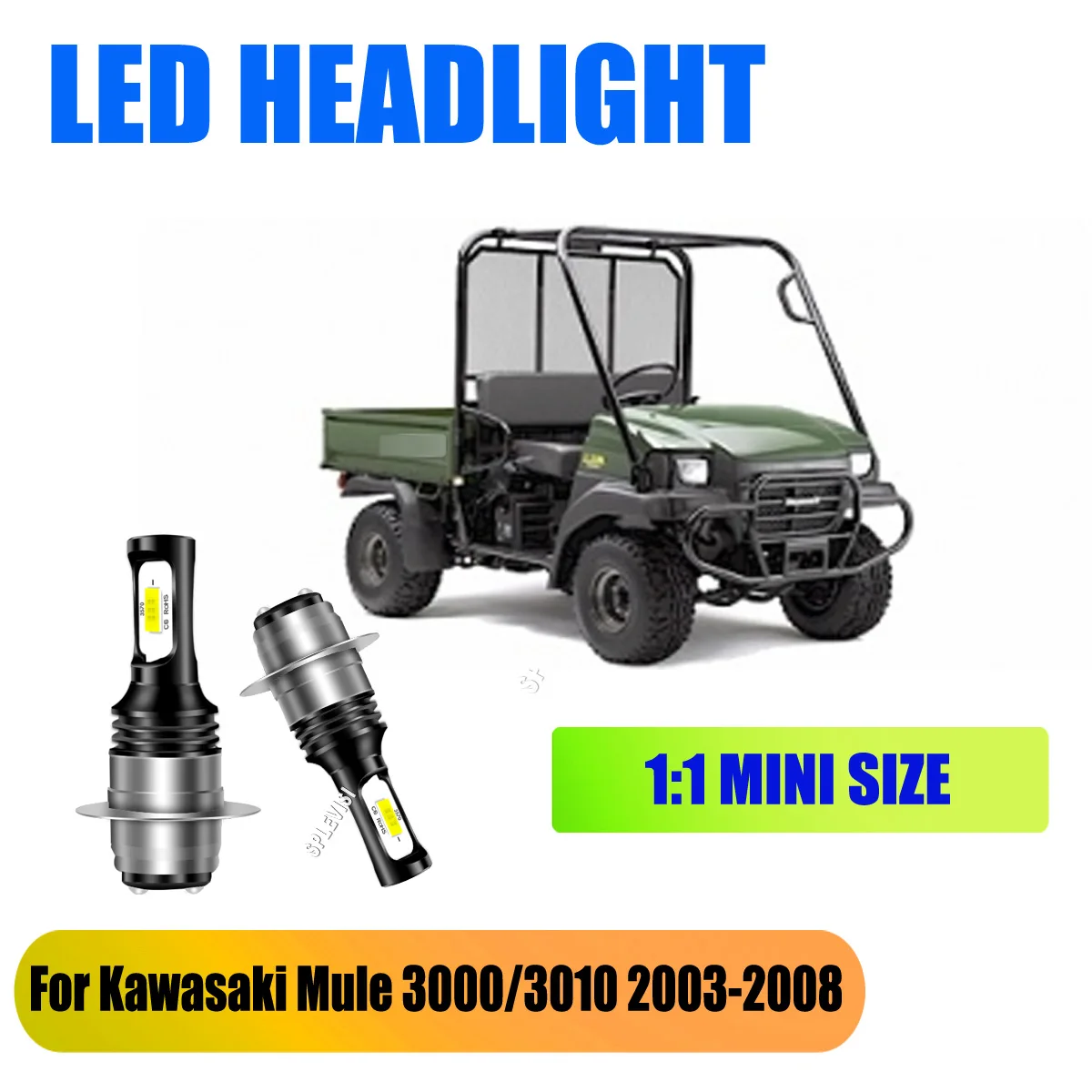 

2x 9-16v H6 H6M P15D LED Headlights -no need to worry about the closing of the dust cover For Kawasaki Mule 3000 3010 2003-2008