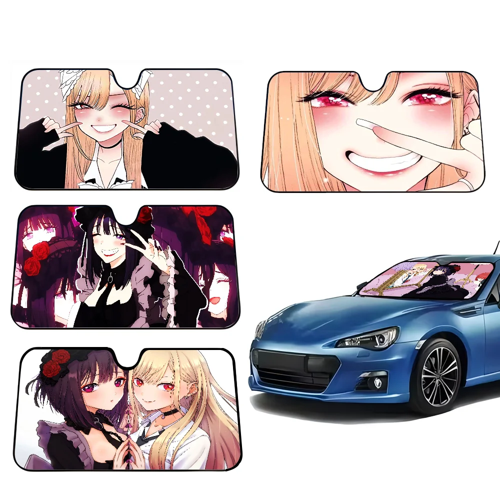 

M-Marin K-Kitagawa Windshield Sun Shade Windshield Sunshade, Pink Car Sunshade Flowers Sun Visor Aesthetic Car Decor