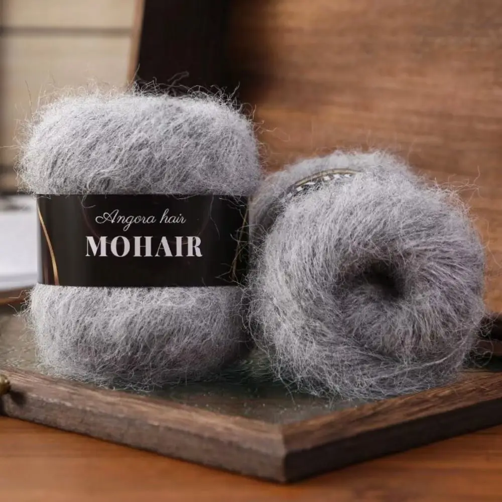 Fil à tricoter en mélange de coton, alpaga et mohair, à poils longs, fait main, doux et moelleux, pour tricot et crochet