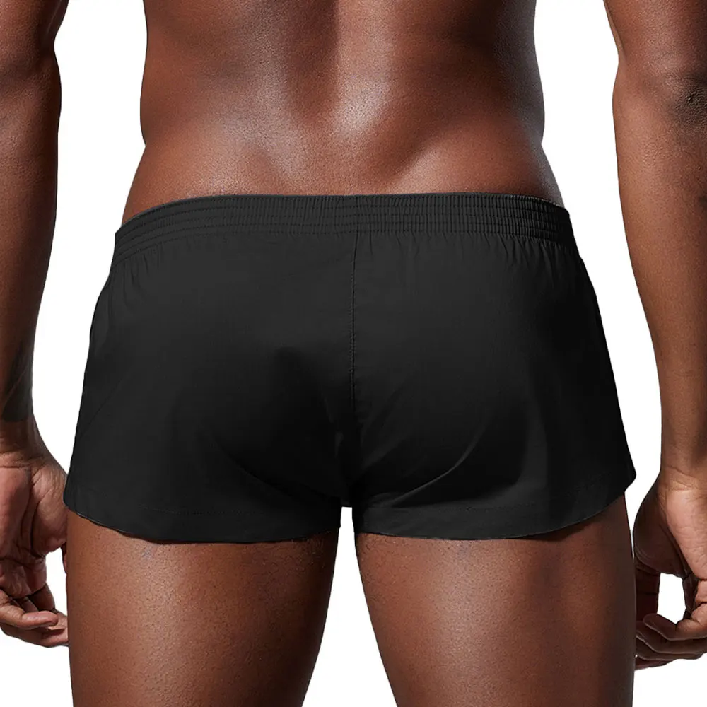 SEOBEAN Men's Lightweight Breathable Boxer Briefs Loose Fit Casual Home Sleep Shorts Button Fly Front Elastic Waist