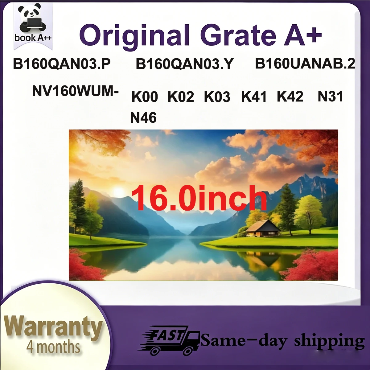 

Original New A+16.0" Lcd Screen B160QAN03.P B160QAN03.Y B160UANAB.2 NV160WUM K00 K02 K03 K41 K42 N31 N46 N47 N4B