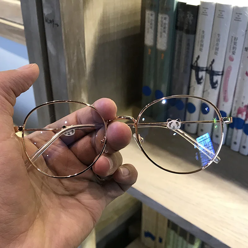 

Panda Glasses Frame Fashion Trend Eyeglasses Frame Round Frame Flat Mirror Glasses Finished Myopia Glasses Blue Light Glasses