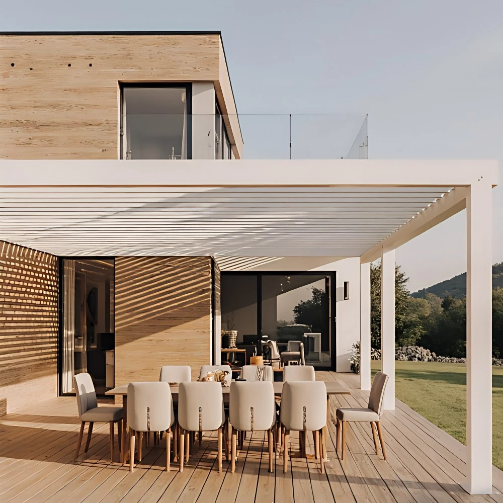 Outdoor Aluminium 100% Waterproof Pergolas Louvered Roof Cover Poolside Backyard Gazebo Remote Control Bioclimatic Pergola