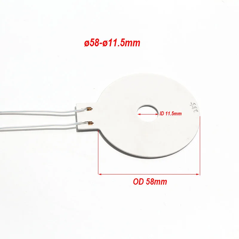 Φ58-Φ11.5MM MCH Annular High Temperature Ceramic Heating Plate Instrument and Equipment Heating ring 220V250W 24V 36V 48V 60V