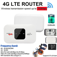 4G LTE Router Wireless WiFi Router 2100mAh 150Mbps LTE FDD TDD Mini Mobile WiFi Hotspot with SIM Card Slot Plug&Play