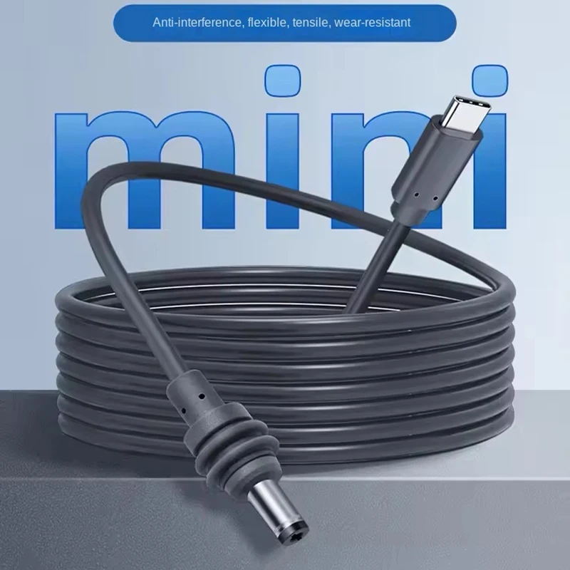 Mini DC Power Cable 2/3/5M USB Type-C Replacement Cable Waterproof Outdoor DC5521 Interface Mini Cable