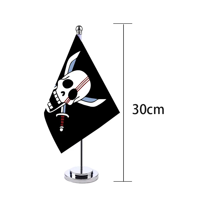 Anime One Piece Desk Flag for Home Decor Office Table Stand Holder Banner Cartoon Luffy Straw Hat Pirates Skull Flag Toys Gifts