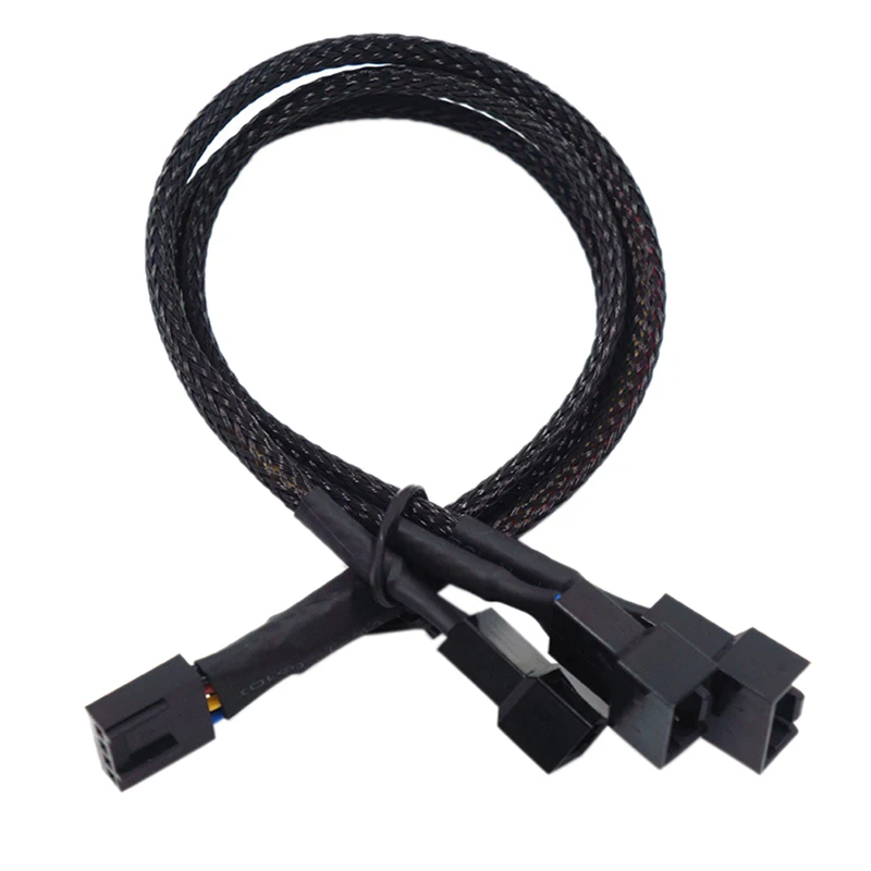 Schwarz 4-poliges PWM-Lüfter kabel 1 bis 2/Wege Splitter schwarz hülse 27cm Verlängerung kabelst ecker PWM-Verlängerung kabel 1St