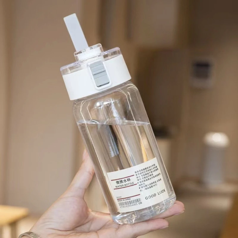 Portable Plastic Water Bottle Sports Fitness Large Capacity Transparent Cup with Tea Compartment Outdoor Anti-drop Water Bottle
