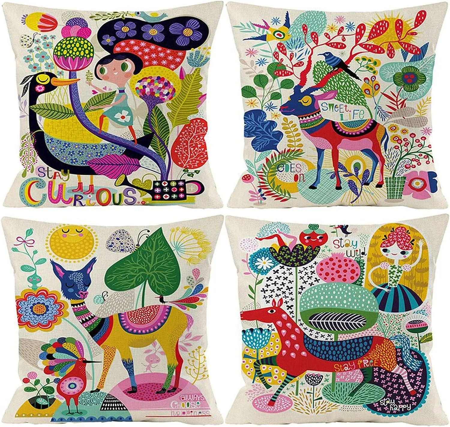 

Cartoon Animal Theme Pillowcase Outdoor Decorative Linen Square Pillow Cover Suitable for Sofa Living Room Home Decoration