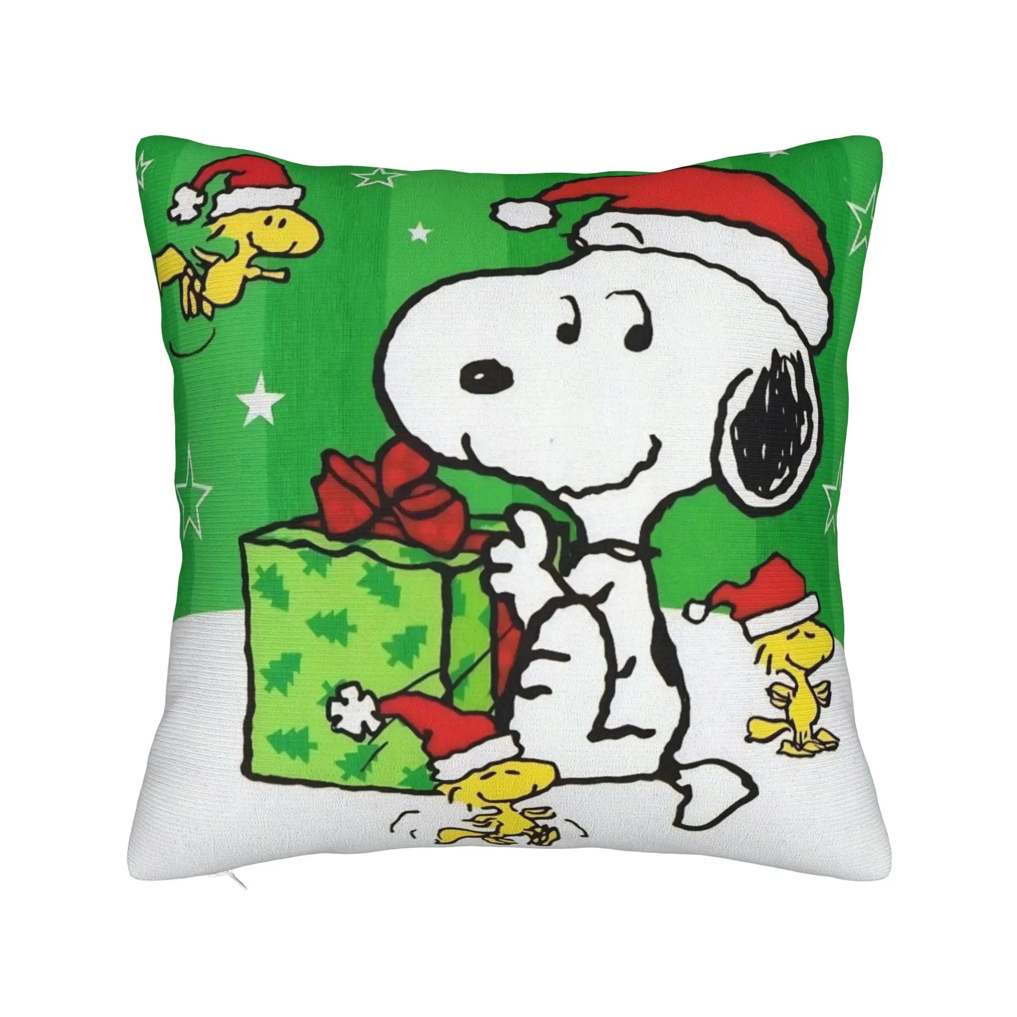 S-Snoopys Xmas Christmas Tree Square Pillow Cases  Cushion Covers Creative Zippered Decor Pillowcover for Home 45x45cm