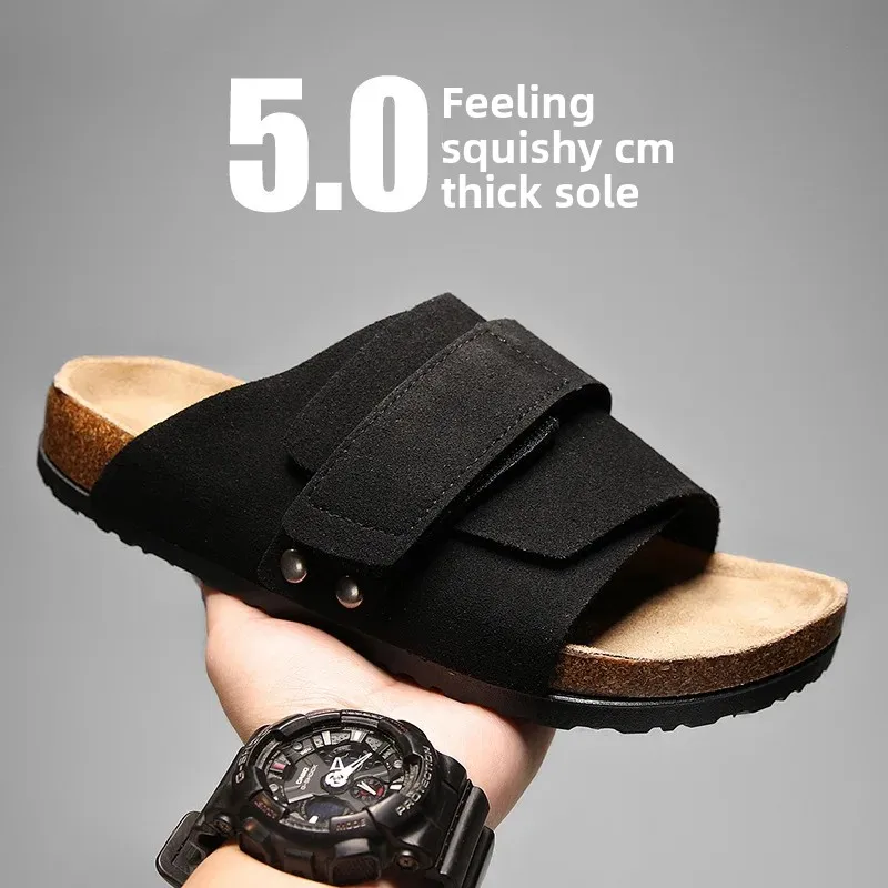 Paare Sommer Softwood Sandalen Herren Damen Strandschuhe Trendige Studentenhausschuhe Grenzüberschreitende Slip-Ons mit Gummiboden