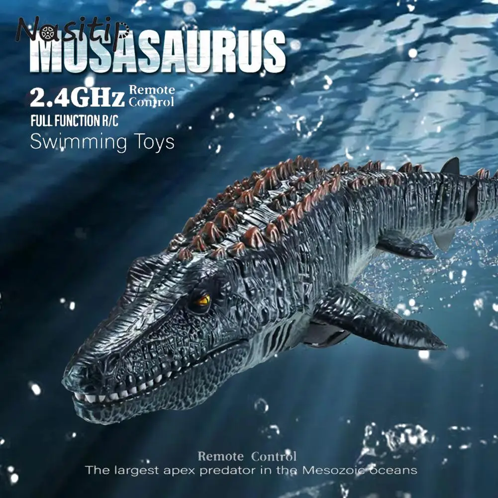 2.4G Remote Control Dinosaur Kid Mosasaurus Diving Toy Rc Boat With Light Spray Water For Swimming Pool Bathroom Ocean Bath Toys