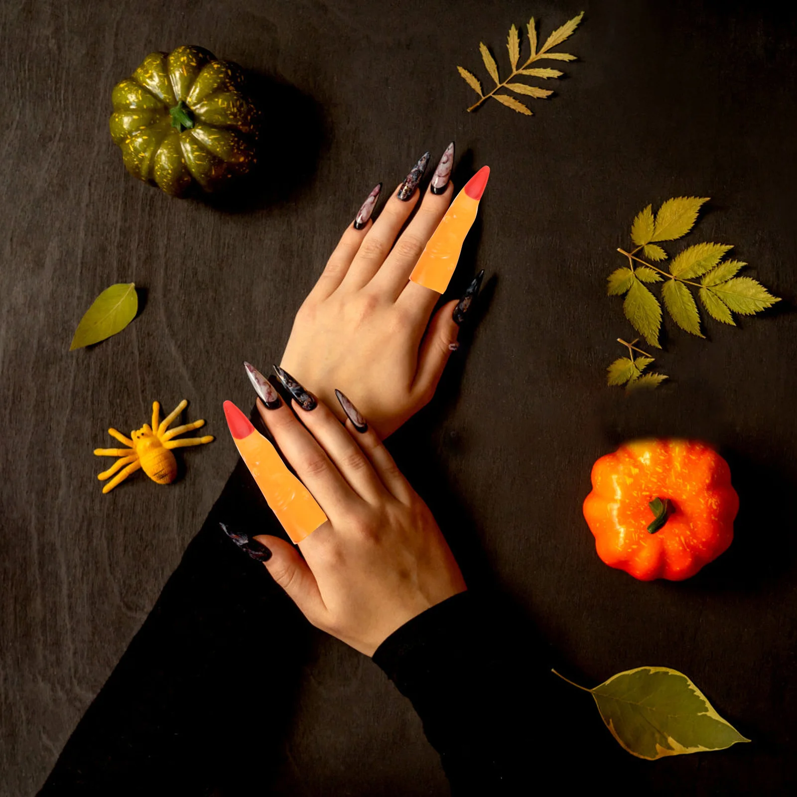 

5 шт., реквизит для косплея, аксессуар, Хэллоуин, пальцы, украшение для трюков, когти, изогнутые поддельные когти ужасов