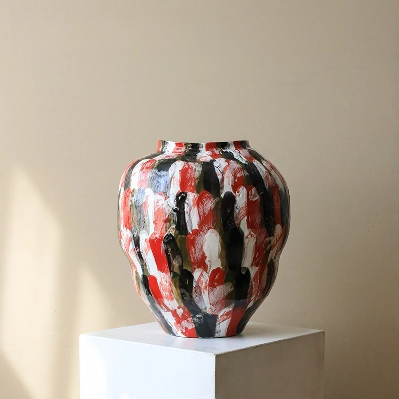 Artistic ceramic vase floor-to-ceiling ornament light luxury high-end retro ceramic pot