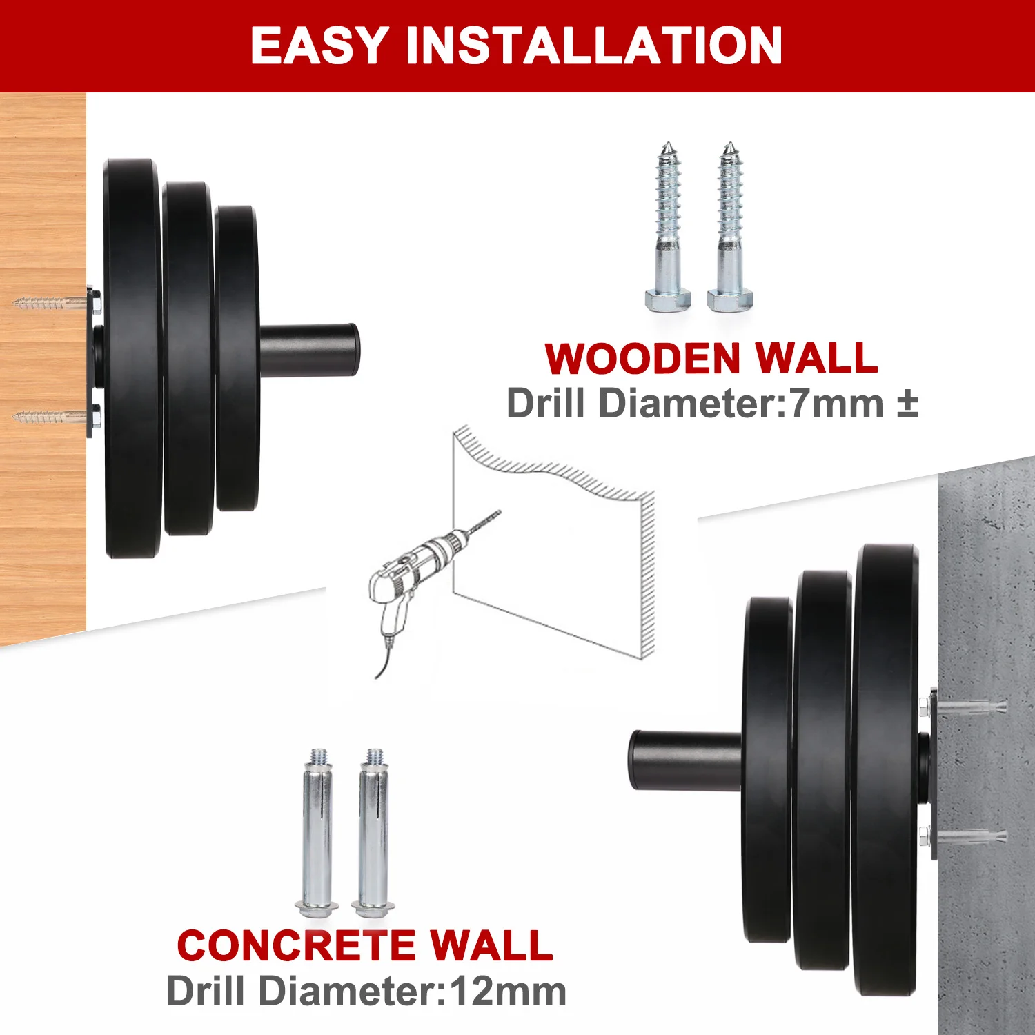 Supporto per piastra bilanciere a parete Rack resistente per dischi pesi Supporto da 5 cm Accessori per attrezzature per la conservazione della palestra domestica del garage