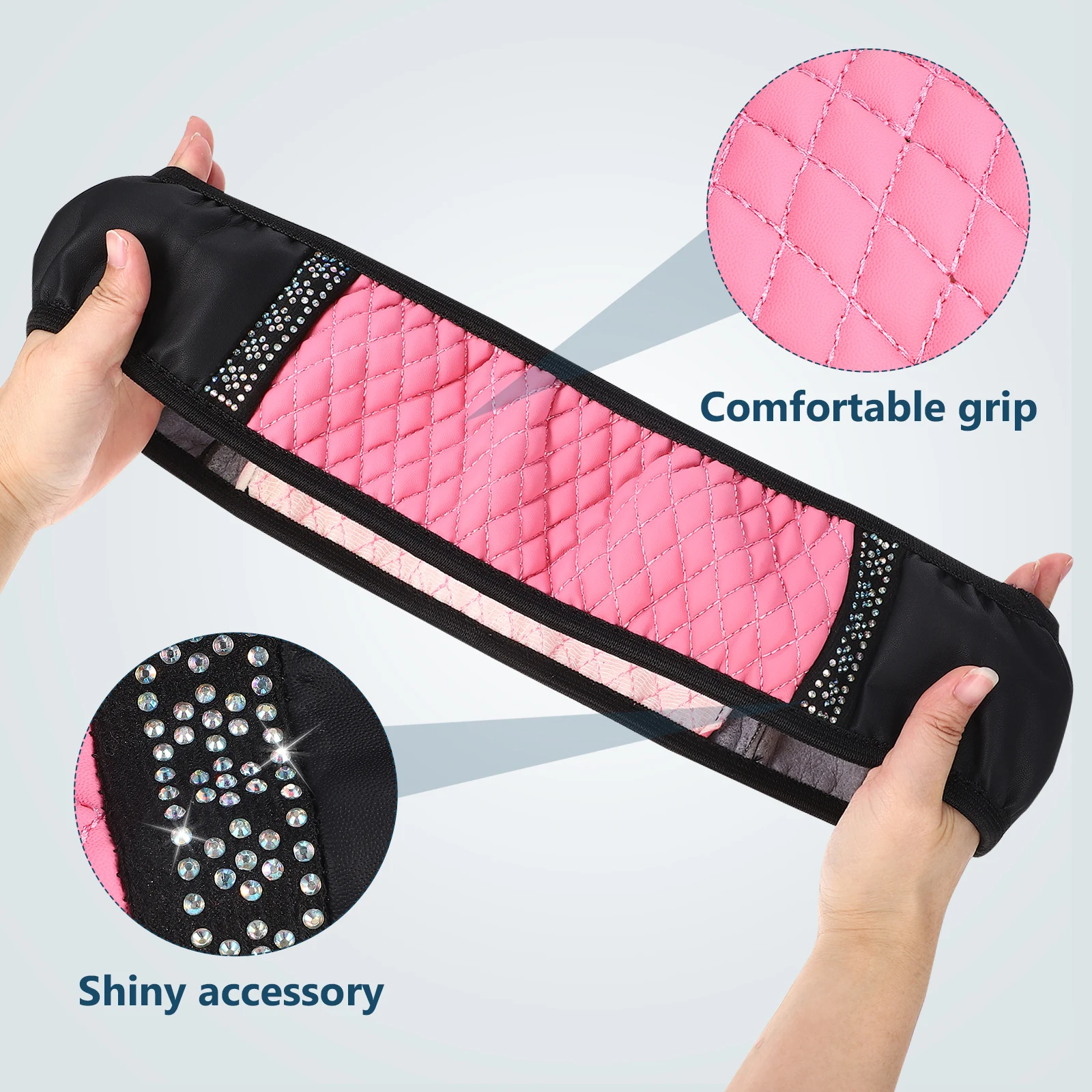 

2pcs Rhinestone Steering Wheel Cover PU Universal Car Wheel Protector Bling Accessories Enhanced Control