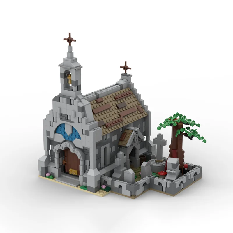 

MOC Building Blocks Medieval Chapel Street View Architecture Series Model DIY Collection Experts Education Brick Toys Gifts