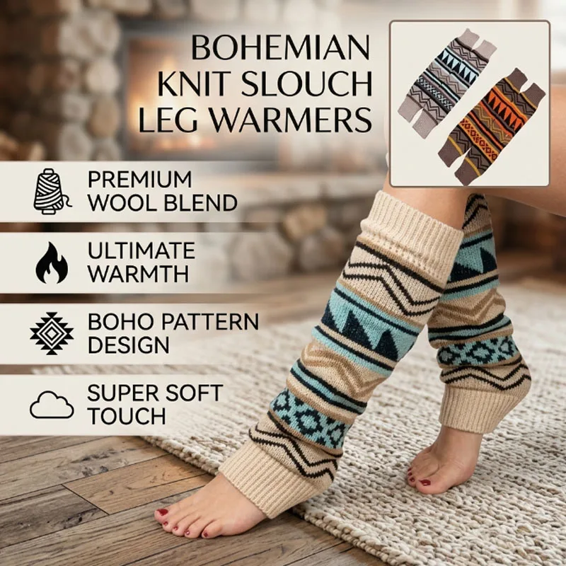 Stylish Bohemian Thick Knitted Slouch Leg Warmers, Perfect for Cold Weather, Yoga Practice, Dance Class, and Everyday Outfit.