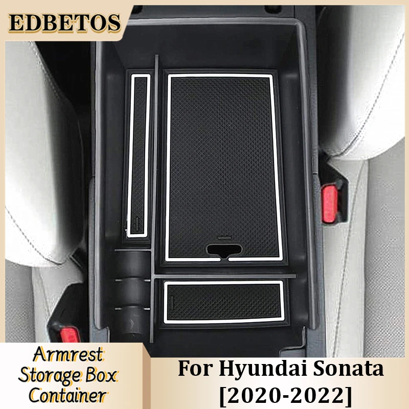 

For Center Consoles Organizer Tray Hyundai Sonata DN8 10th 2020-2022 2023 Accessories Armrest Storage Box with Two Color Mats