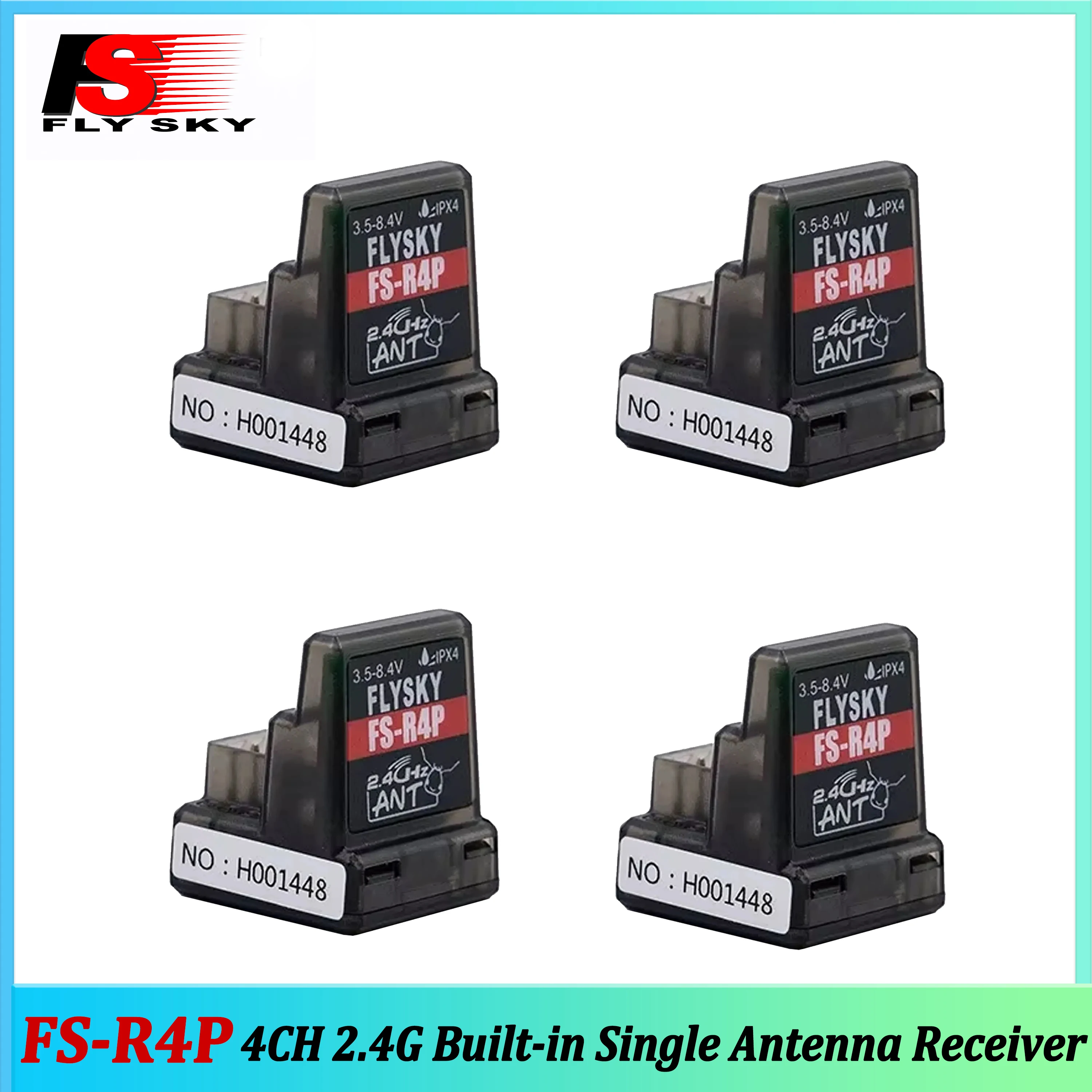 FLYSKY 1/2/4PCS  FS-R4P 4CH 2.4G Receiver 3.5-8.4V Built-in Single Antenna for RC Car Truck FS-G7P Transmitter Remote Control