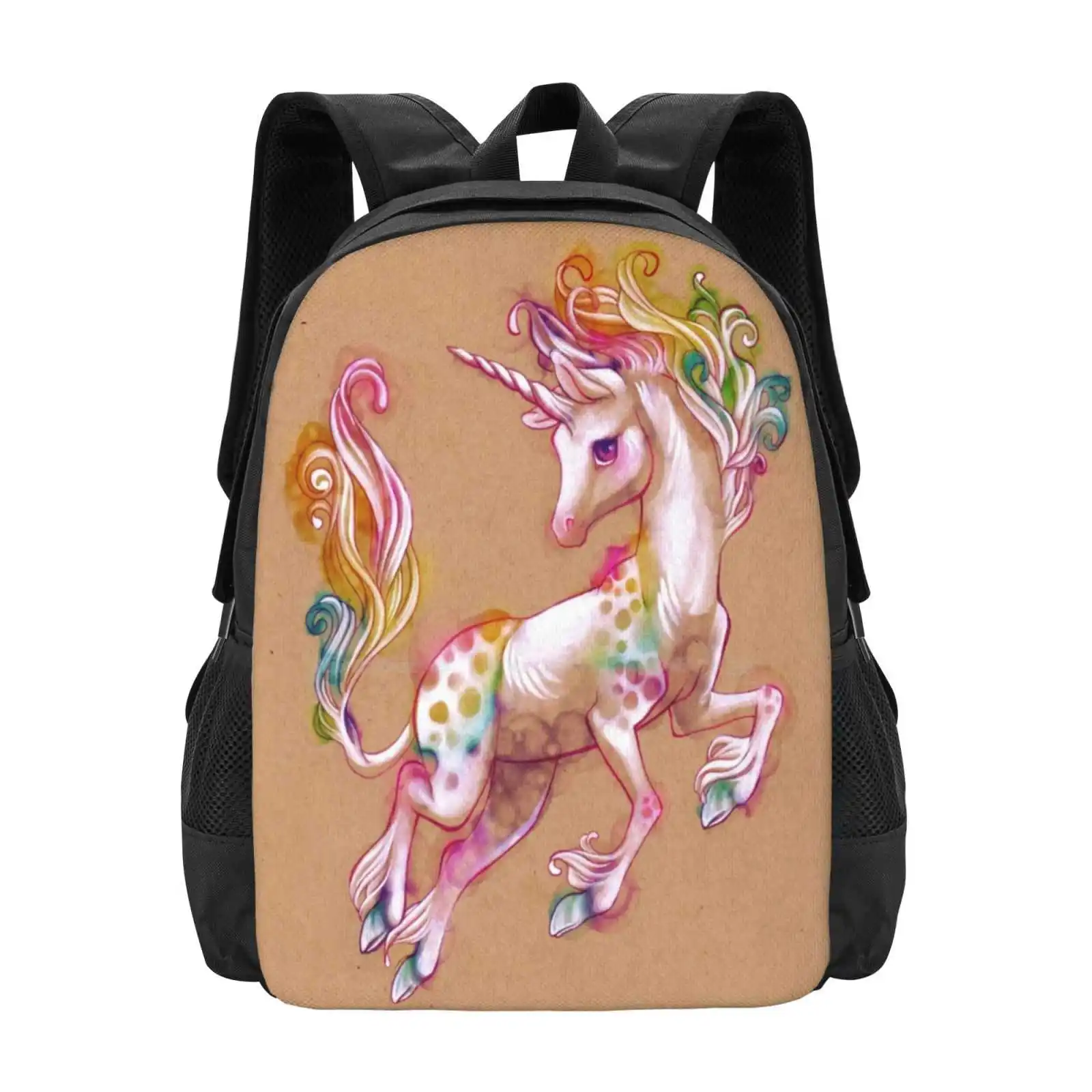 Joyful Unicorn Hot Sale Schoolbag Backpack Fashion Bags Unicorn Glitter Magic Horse White Grey Watercolor Hot Pink Yellow Gold