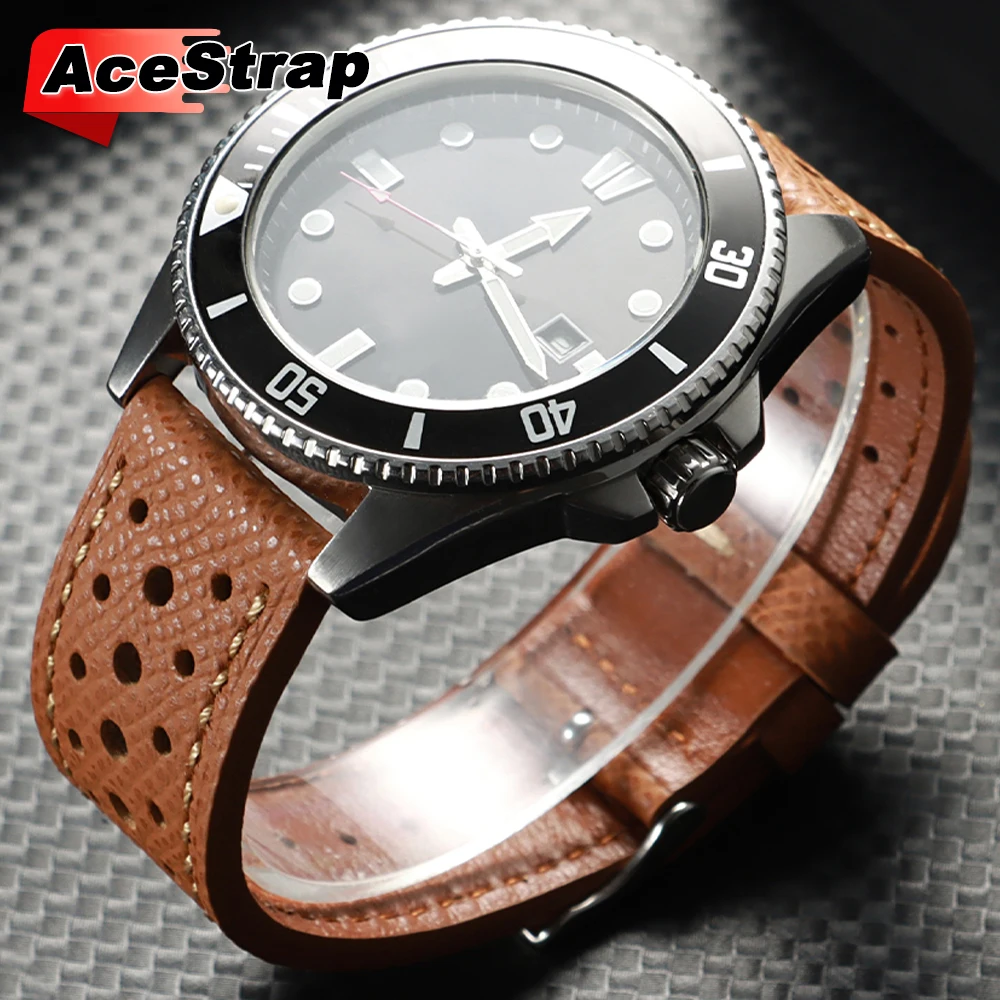 تنفس مثقب الجلود حزام ساعة اليد 18 مللي متر 20 مللي متر 22 مللي متر سوار للرجال النساء مقاوم للماء معصمه استبدال الإكسسوارات