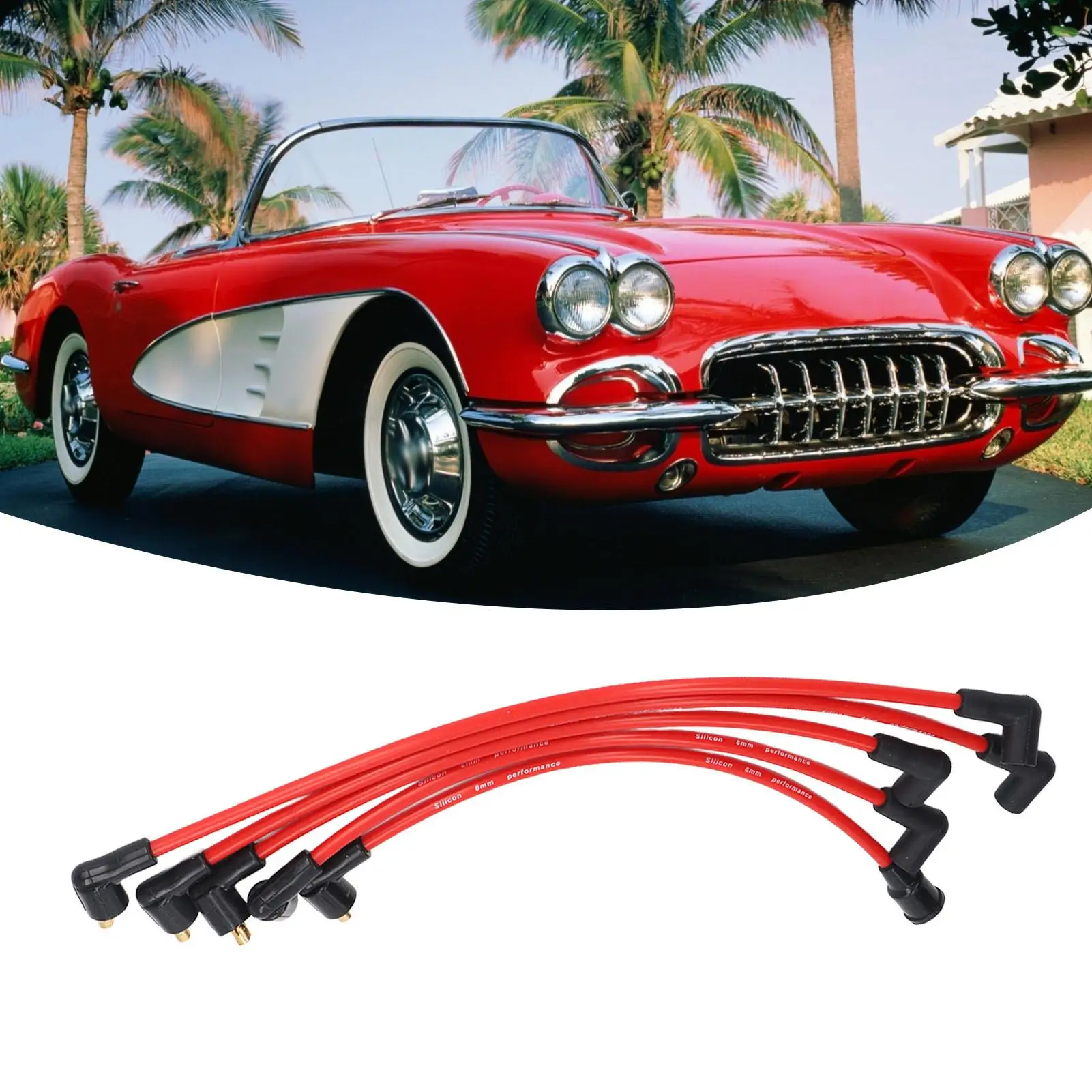 High-Performance 8mm Spark Plug Wires Ignition Leads - Red Silicone Auto Replacement for mgb 1800cc Models