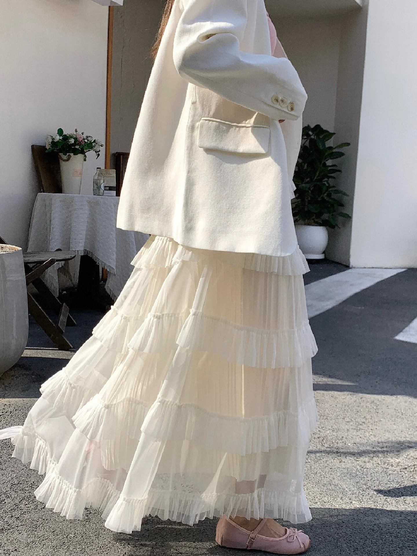 

Женская длинная юбка А-силуэта с высокой талией, модная многоярусная юбка из шифона для весны и осени, для повседневной носки