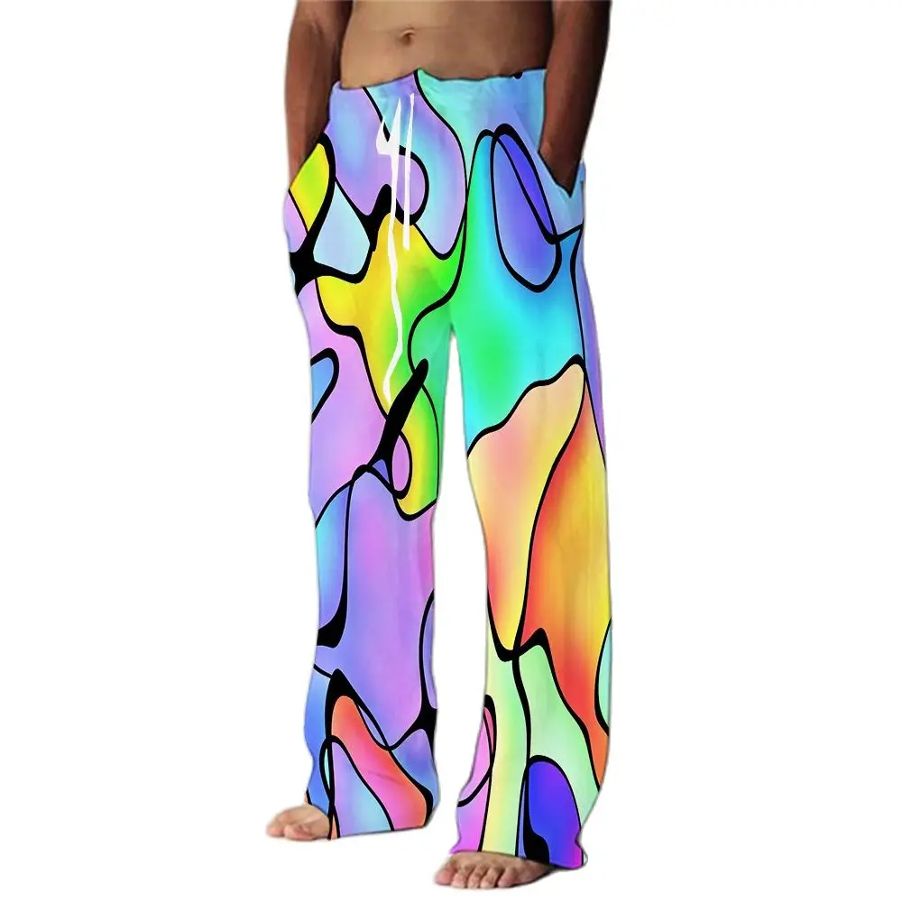 

Men's Rainbow Straight Trousers 3D Print Elastic Drawstring Design Front Pocket Pants Graphic Colorful Pattern Comfort Soft