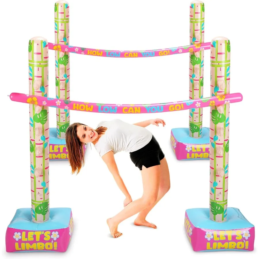 Summer Inflatable Limbo Game Palm Leaf Party Game for Boys Girls and Adults Fun Tropical Inflatable Decoration for Indoor Outdo