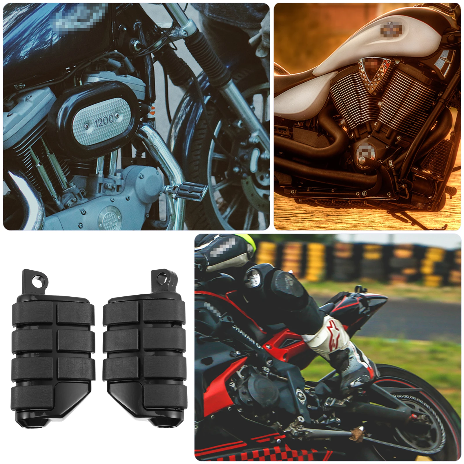 

Aluminum Alloy Rubber Motorcycle Foot Pegs Durable Non Slip Universal Front Rear Easy Install Accessories Off Road Dirt