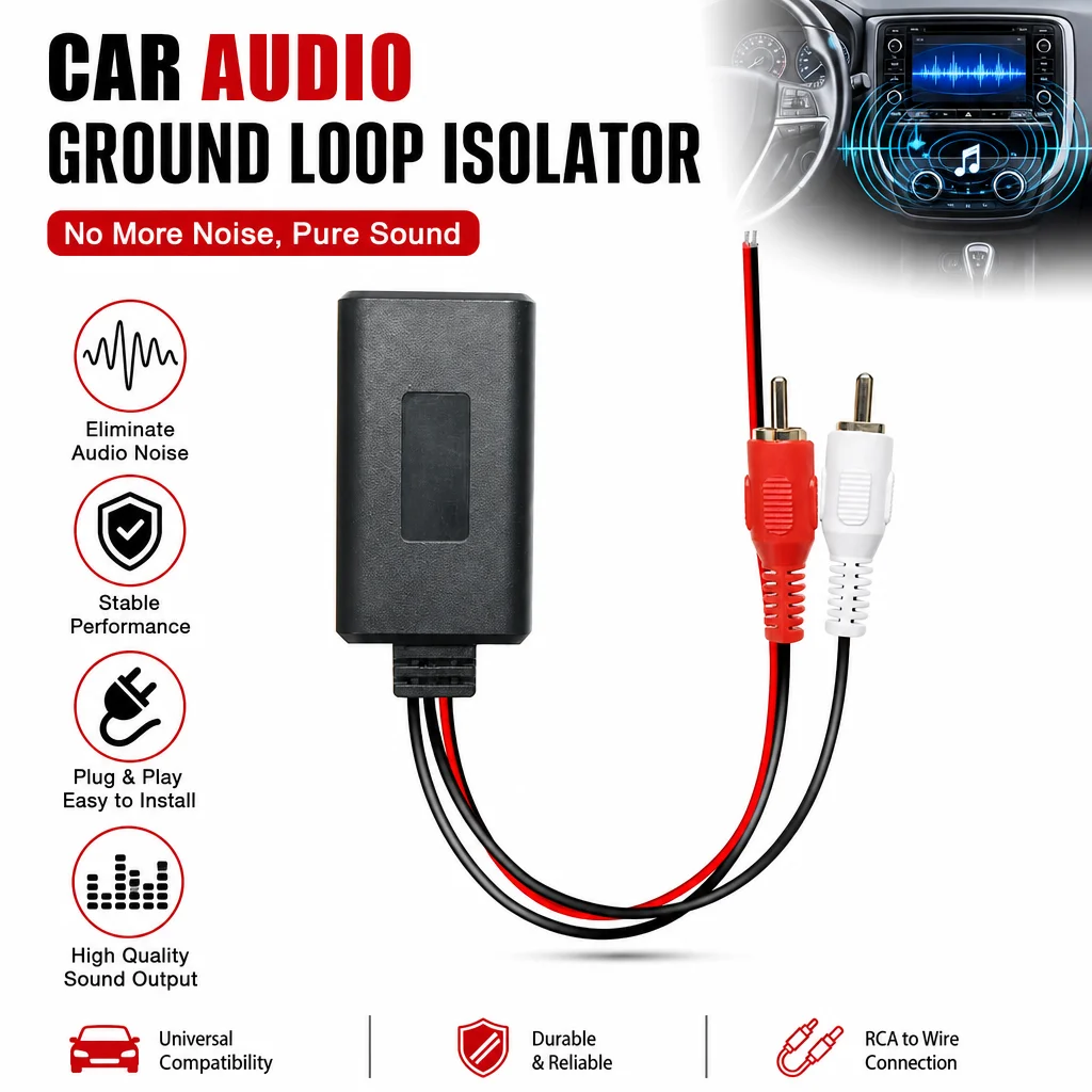 Kebidumei Car Wireless Bluetooth Cable Adapter Music Audio Stereo Receiver AUX HIFI Sound Quality For 2RCA Interface Audio Line