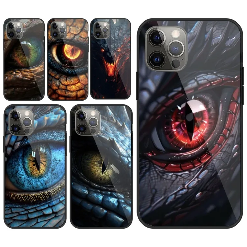 Dragon Eye Smart Phone Case for iPhone 14 13 12 11 XS X 8 7 6 Plus Mini Pro Max SE 2022 PC Glass Phone Cover Funda