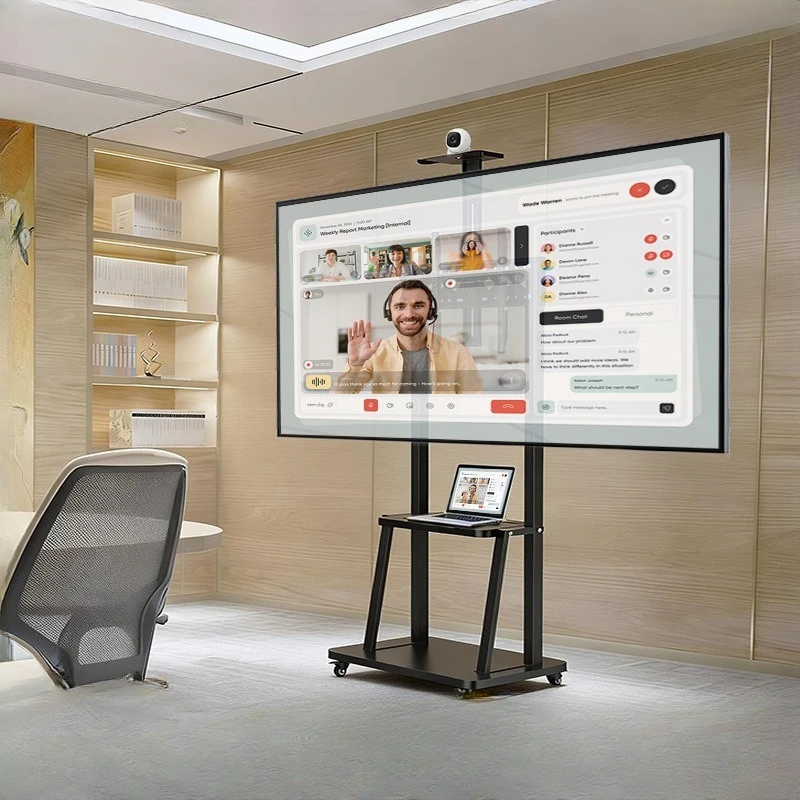 TV Stand Movable Floor Standing Wheeled Cart Height Adjustable Living Room Advertising Teaching Conference All-in-one Machine