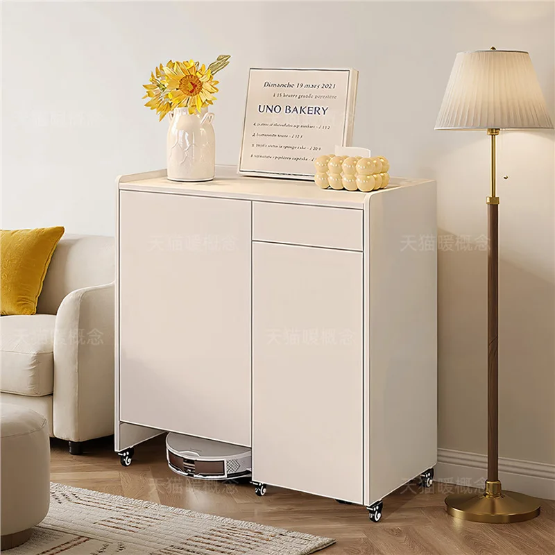 Solid wood sweeping robot storage cabinet Household living room side cabinet storage rack Balcony cabinet Simple locker Locker