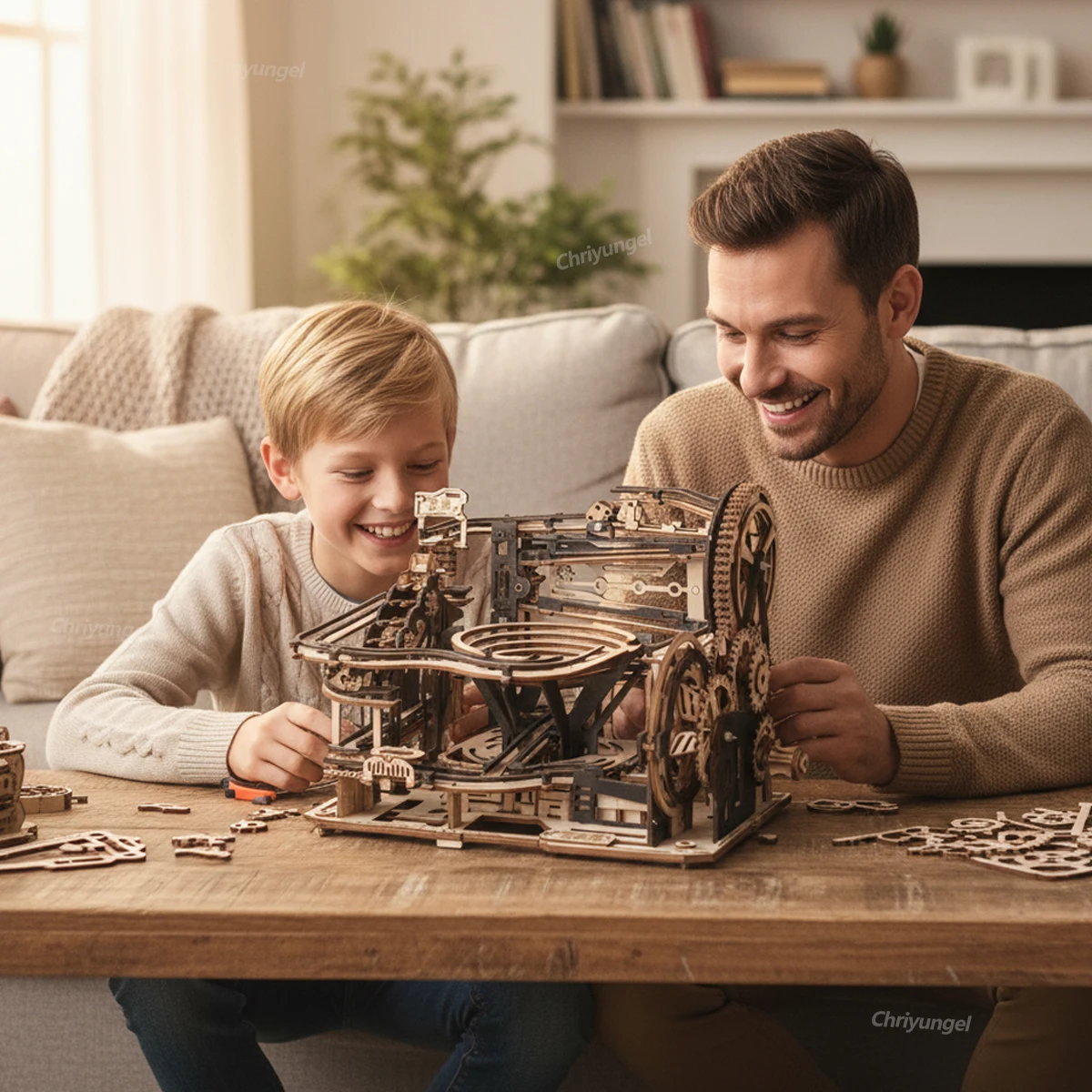 Chriyungel 3D Puzzle en bois blocs de construction jouets éducatifs à tige bricolage boule roulante décor à la maison cadeau pour adultes adolescents enfants