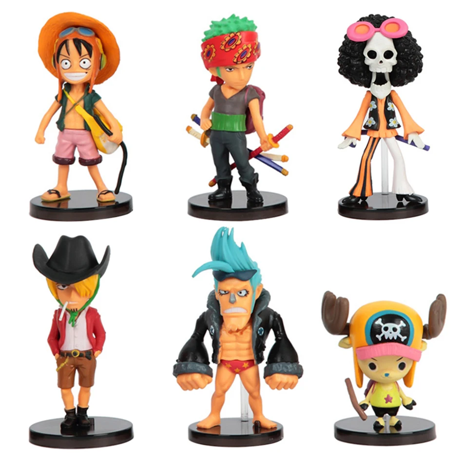 Figuras de acción de One Piece para niños, juguetes coleccionables de Luffy, modelo de PVC, decoraciones, regalo de cumpleaños, 6 unidades por Set