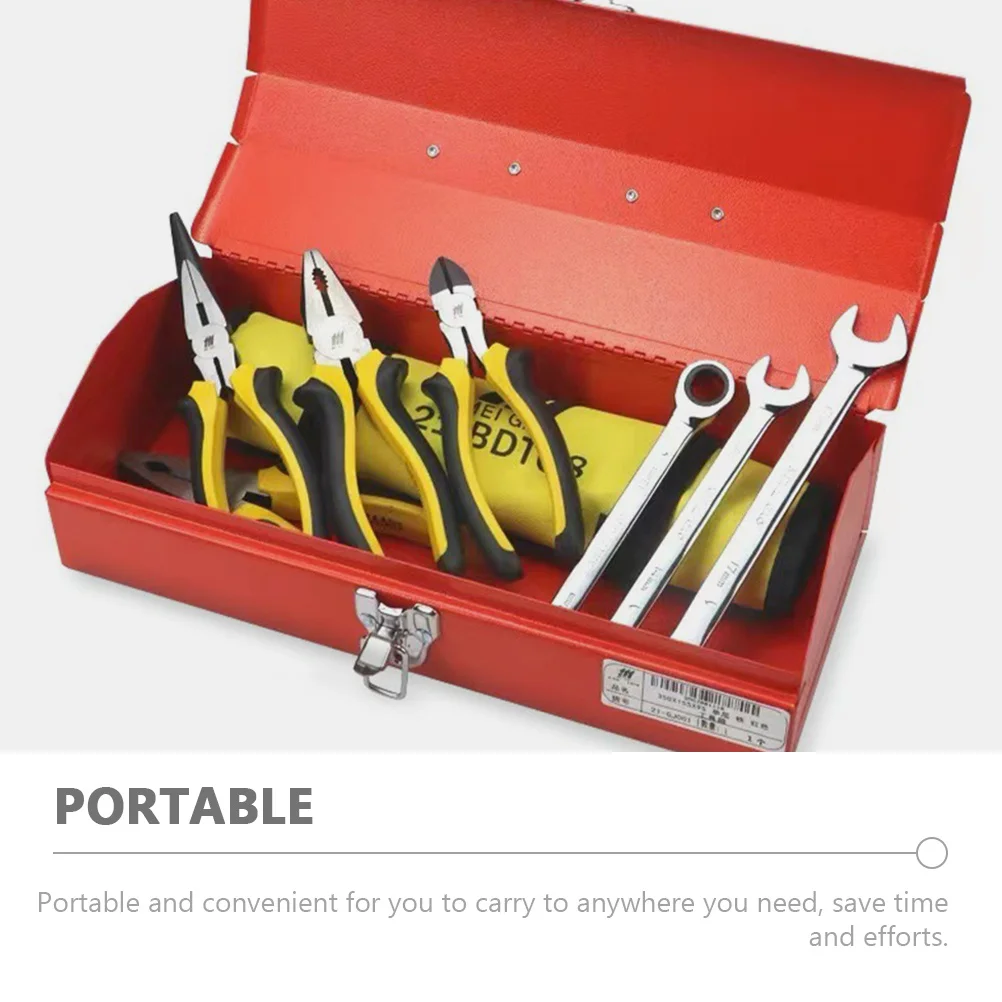 Heavy Duty Tool Box Metal Storage Case for Mechanics Portable Tools Organizer Container Sundries Repair Work Home Garage