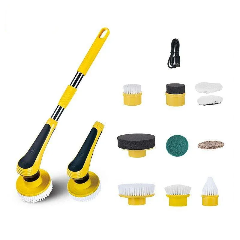 Cleaning brush bathroom floor electric cleaning brush  wireless adjustable brush  Ten piece set