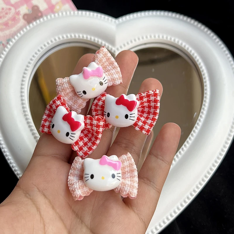 Sanrio Hello Kitty กิ๊บติดผมลายสก๊อตรูปการ์ตูนน่ารักคลิปโบว์ติดผมสุดสร้างสรรค์น่ารักกิ๊บติดผมหน้าม้าสำหรับที่ตกแต่งผมสำหรับเด็กผู้หญิง