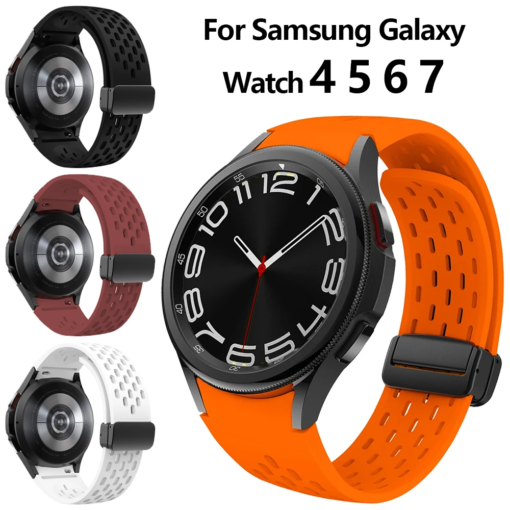 

Silicone Band for Samsung Galaxy Watch 4/5/5pro/6 40mm 44mm 45mm Magnetic Buckle Bracelet for Watch 4/6 Classic 43mm 47mm Strap