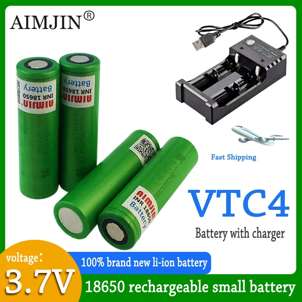 

18650 VTC4 3.6V 2100mAh Rechargeable Battery With USB Charger, Suitable For Our 18650 Toys, Tools, Flashlight Batteries, Etc