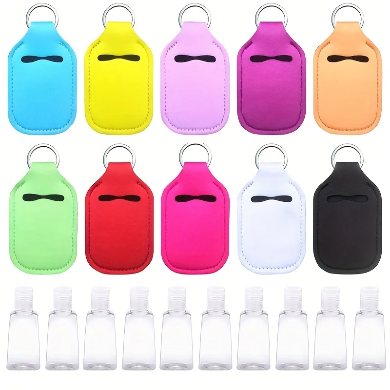 YITAPE 20Pcs Empty Travel Bottles & Keychain Lanyards, 10 Transparent Bottles +10 Keychains for Backpacks Handbags