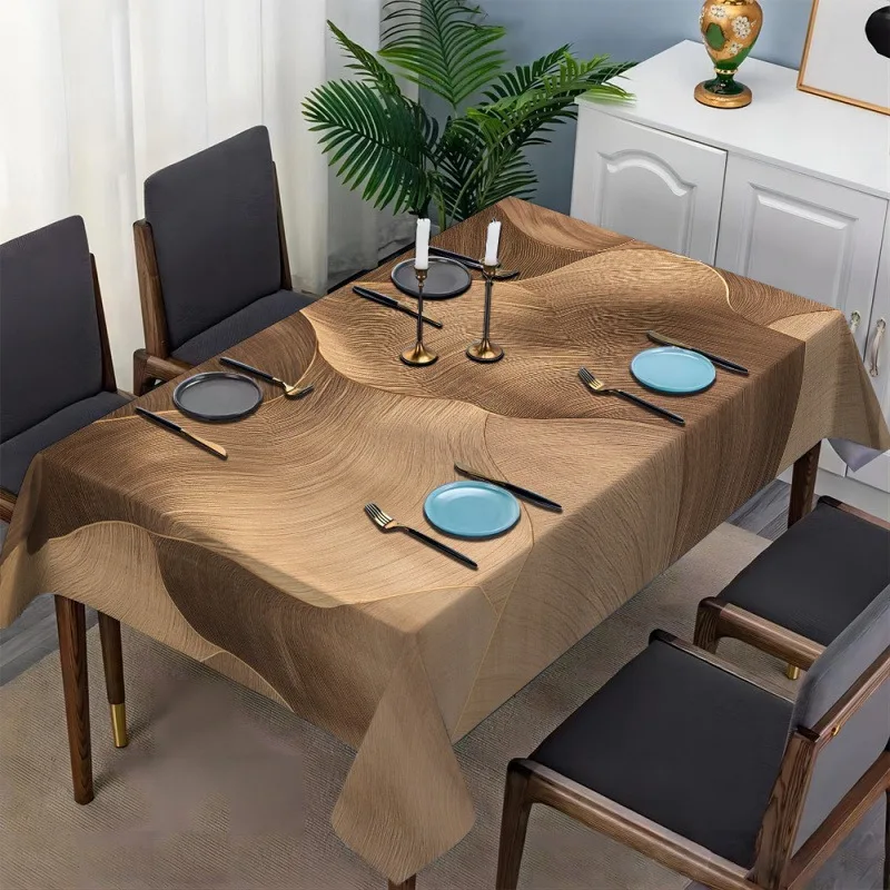 One elegant European-style tablecloth with delicate wood grain patterns - made of high-quality polyester material.zyc