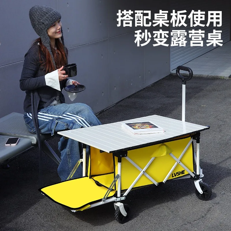 Recumbable camp car push-pull foldable trolley mobile stall car y