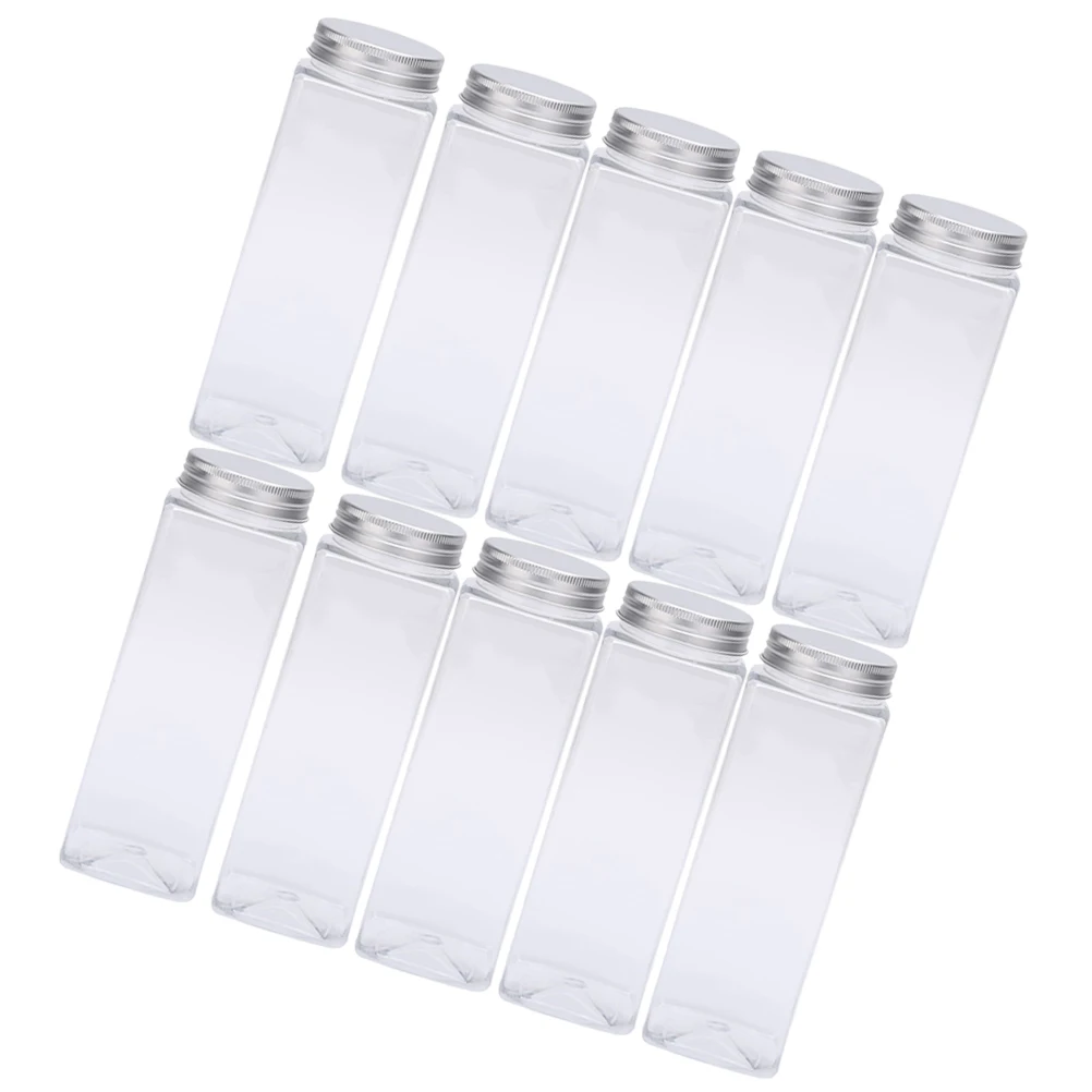 

10 Pcs Drink Bottles Clear PET Storage Containers Juice Empty Coffee Bottles Food Grade Leak Proof Kitchen Home Use