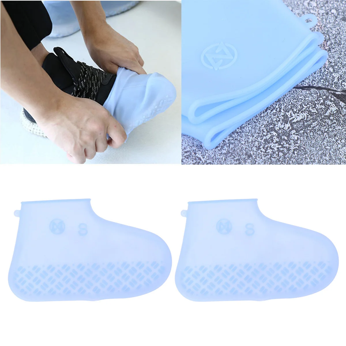 

1Pcs Silicone Shoes Cover Blue Size S Waterproof Anti-Skid Shoe Protector Non-Slip Outdoor Camping Cycling Shoes Cover