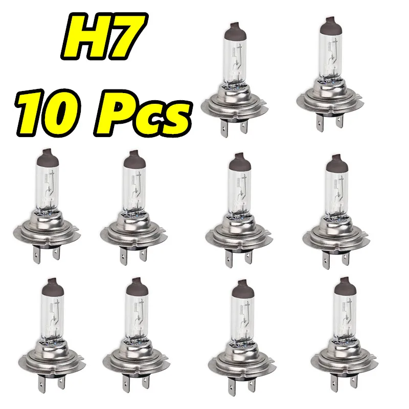 

10 PCS H7 12V55W White Clear Quartz Glass Car Lights Px26d Headlight Auto Halogen Bulbs wholesale High and low lights wholesale