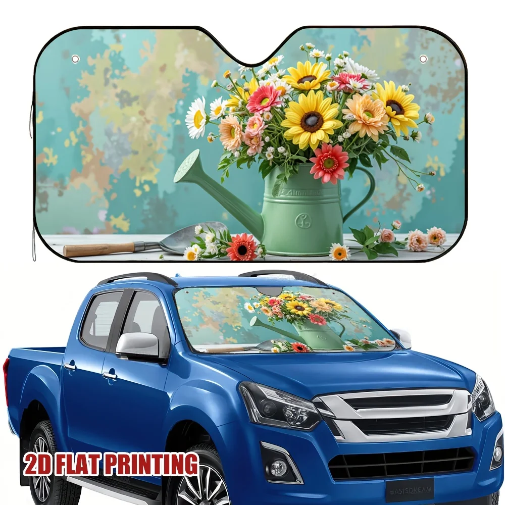 1pc 2D Flat Pring Multi Functional Windshield Sunshade For Car Flower Pots 100% New Year Perfect For UV Protection Efficient Hea